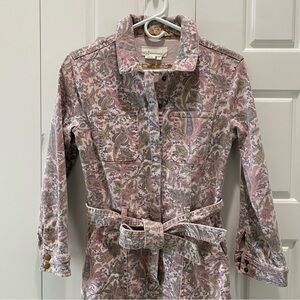 Anthropologie Pink and Cream Floral Jumpsuit